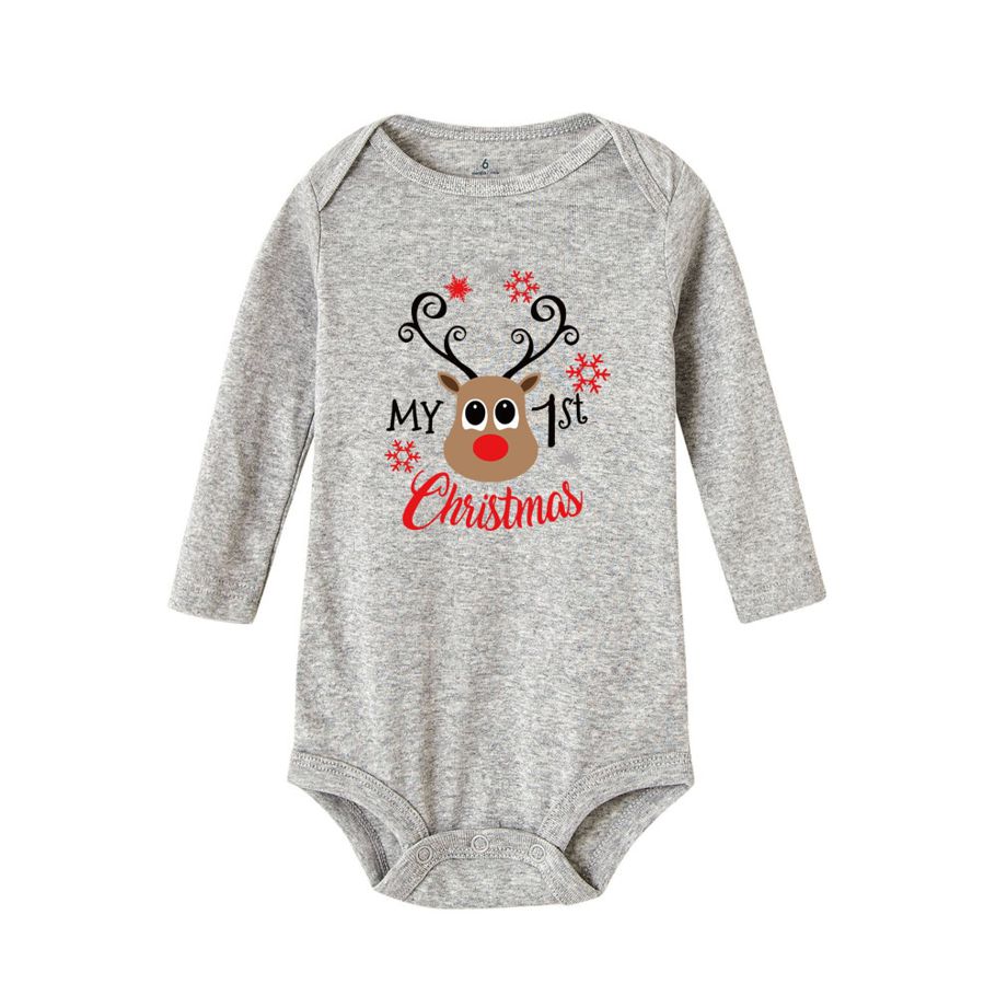 My First Christmas Letter Print Romper Jumpsuit Infant Newborn Baby Girls Boys Long Sleeve Outfit  Christmas Clothes