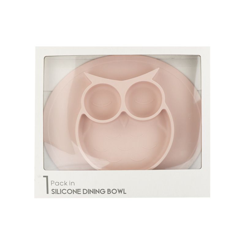 【BestGO】Owl Shaped Dinner Plate Silicone Children's Dinner Plate Non Slip Divided Food Supplement Food Plate Suction Cup Bowl