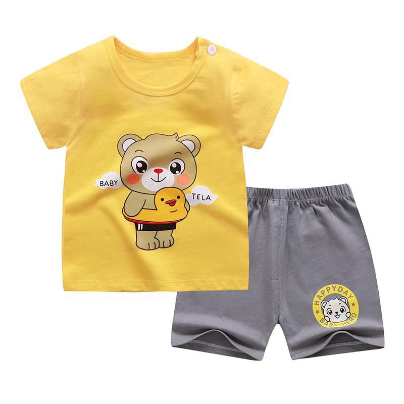 Summer Baby Boys Girls Cartoon Tshirt Top Shorts Pants Clothes Set Kids Cotton 2PCS Children Pajamas Girls Clothing Sets