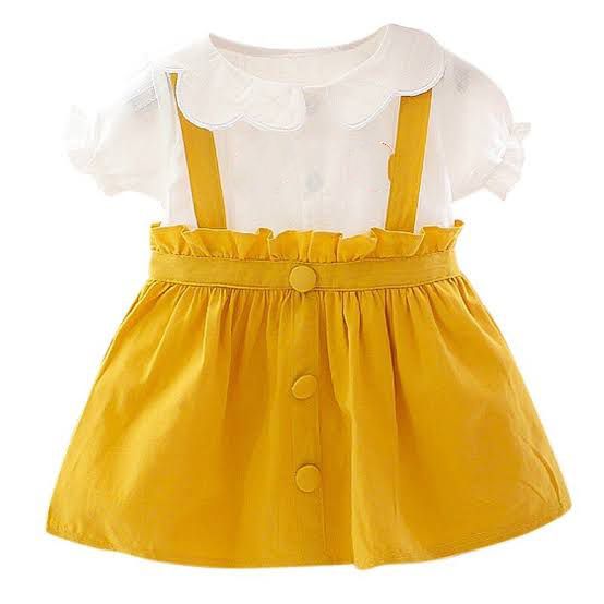 BABY FASHIONABLE DRESS (  Yellow & White  colour)- '0' TO '14' YEAR'S