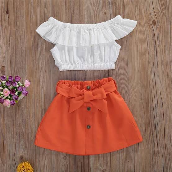 BABY FASHIONABLE DRESS ( White & Orange colour)- '0' TO '14' YEAR'S