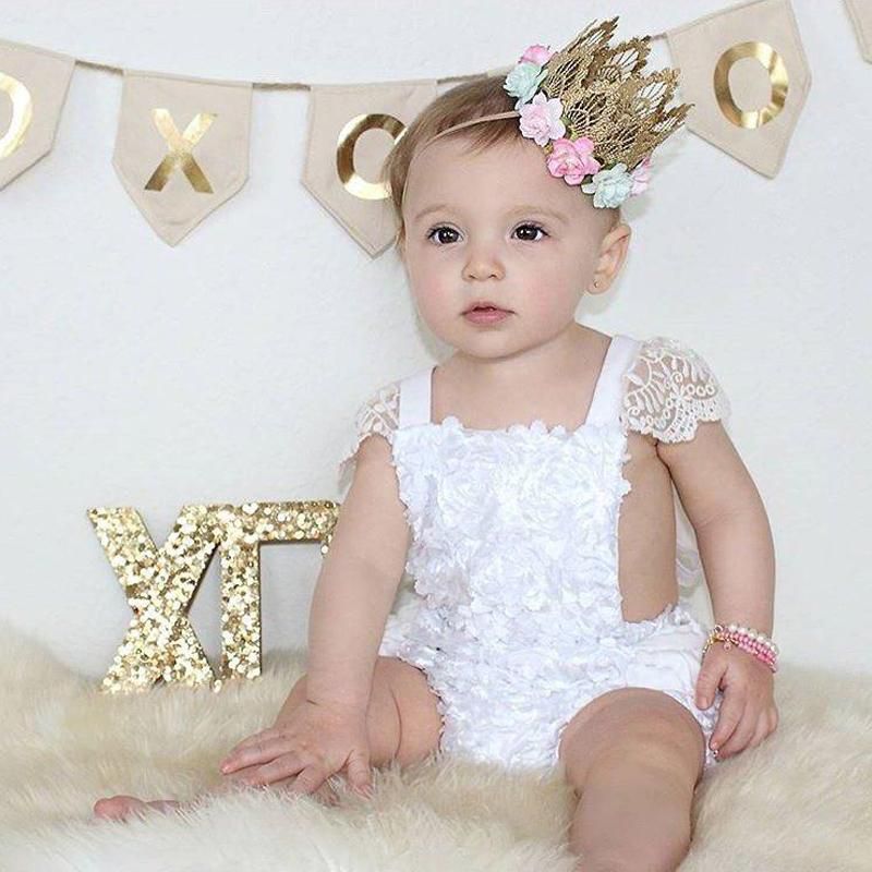 Multitrust Brand Cute Newborn Infant Baby Girl Clothes Lace Tutu Romper Sleeveless Cake Sunsuit White Summer Outfits