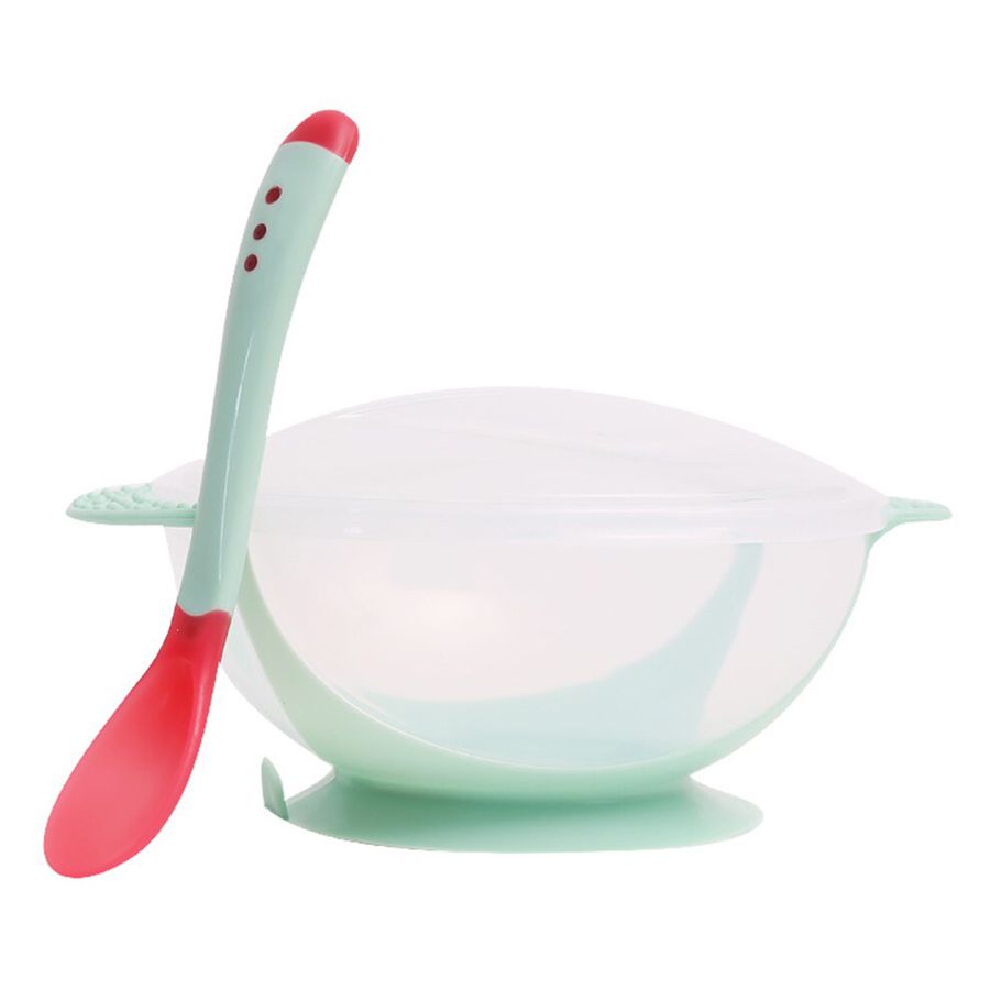 1pcs Baby Child Training Bowl With Suction Cup Temperature-sensitive Spoon Safety Dinnerware Sensing Spoon Cup Bowl Set