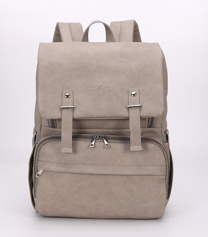 PU Leather Diaper Bag Backpack Travel Carry Bag, Nappy Baby Bag with Stroller Hanger|Thermal Pockets|Adjustable Shoulder Straps