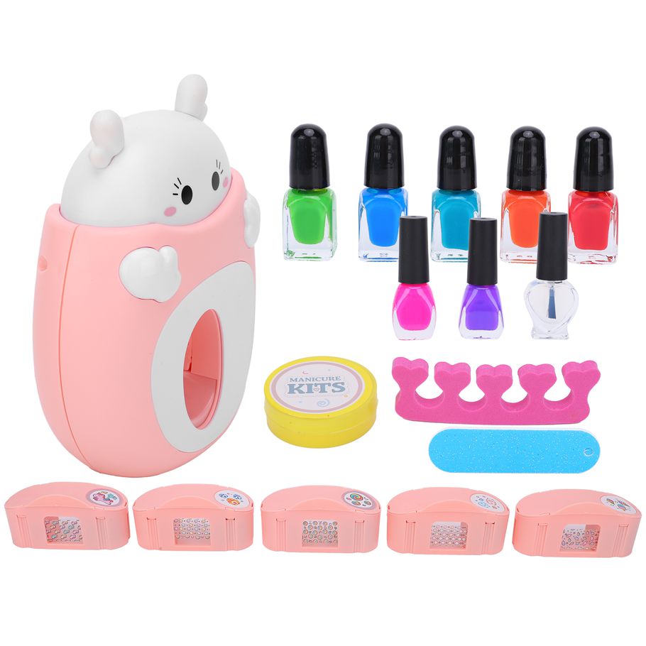 Children Nail Art Toy Pretend Play Machine Kit Girl Polish Stamper Set for Over 8 Years Old