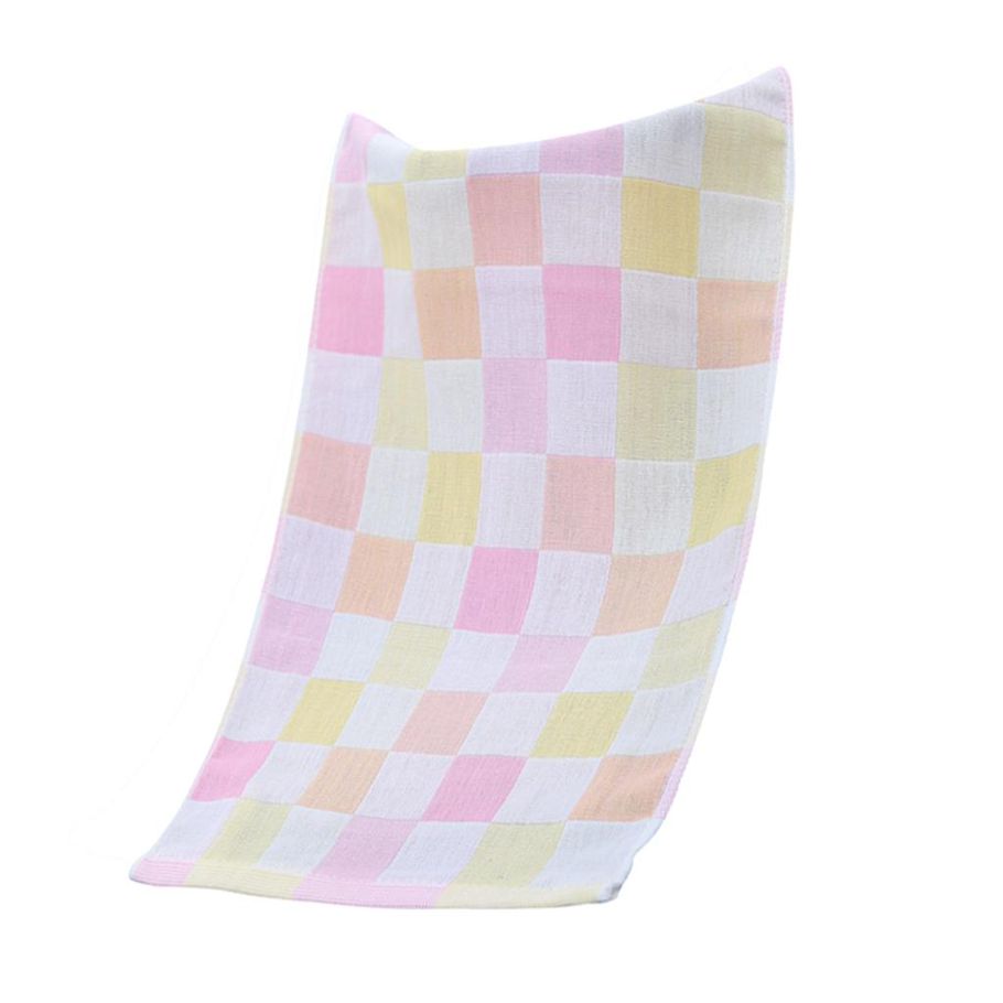 Double-deck Pure Cotton Hand Face Towel Plaid for Baby