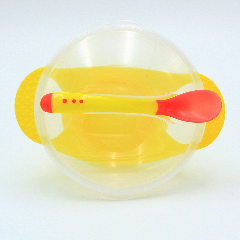 Rosiky 2pcs/lot Baby Feeding Tableware kids Plate Sucker Bowl Toddler Child Feeding Training Bowl with Spoon Learning Dishes