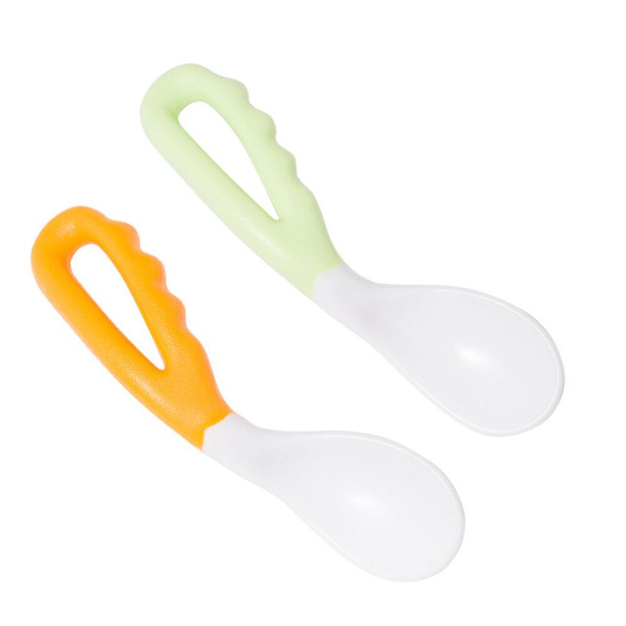 1/2pcs Baby Curved Spoon Baby Eating Training Spoon Toddler Elbow Spoon Tool Children Flatware Baby Learning Eating Spoons