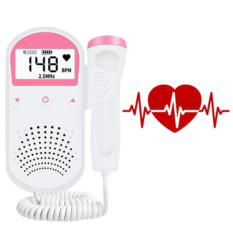Fetal Doppler 2.5MHz Prenatal Baby Heart Rate Monitor Ultrasound Stethoscope Household Fetal Detector No Radiation Display