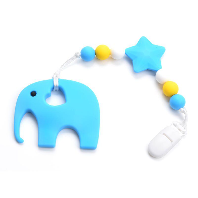 Elephant Pacifier Clip Dummy Holder For Kids Baby Teether BPA Free Colored Teething Accessory Child Pacifiers Chain Nursing Gift