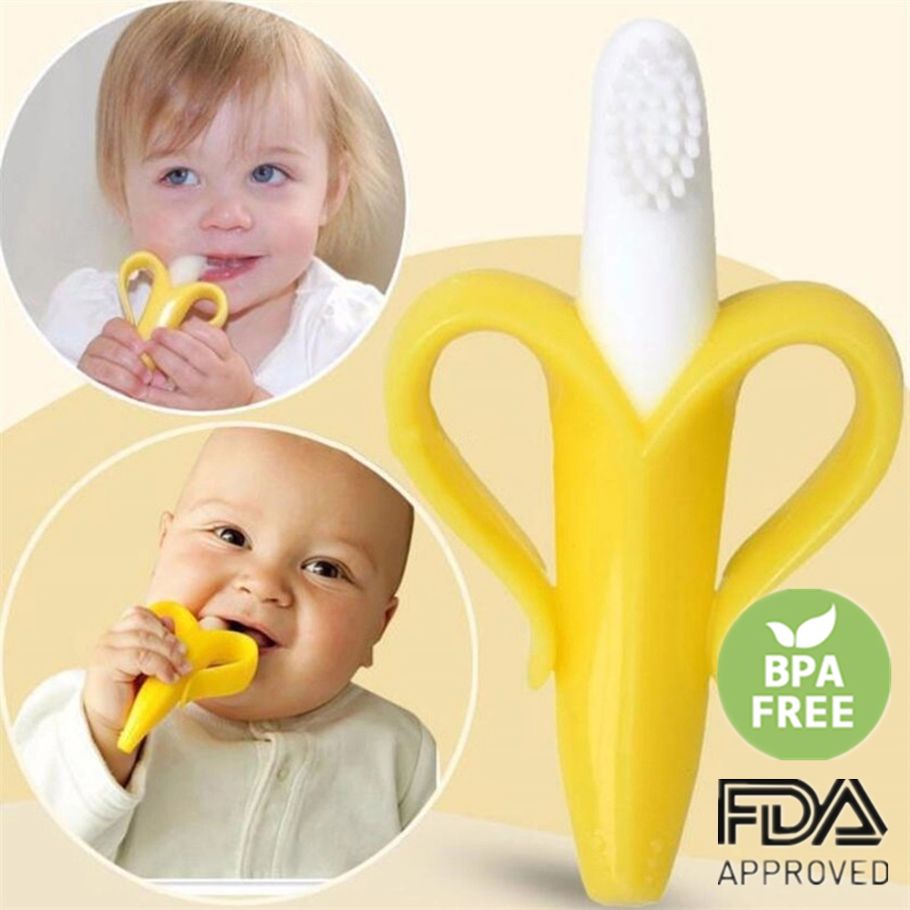 Three-dimensional banana teether baby molar stick baby deciduous teeth molar teether banana toothbrush