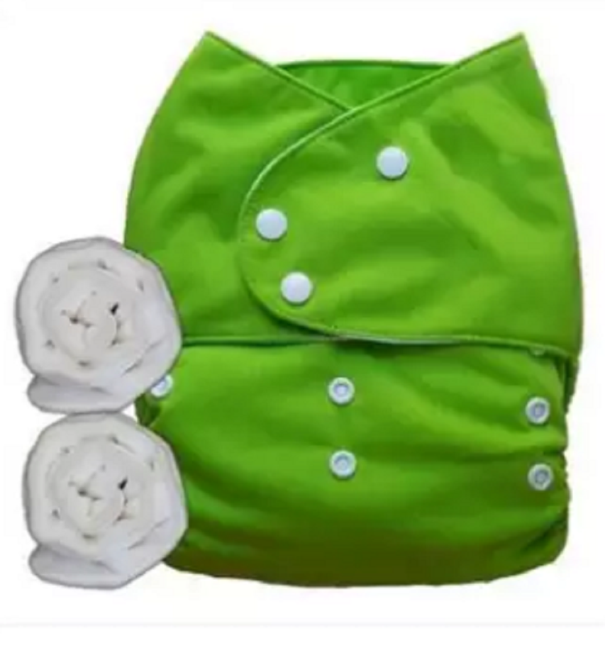 Baby Cloth Diaper with 2 Pad- - Green