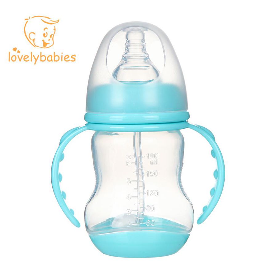 【BestGO】180ml Wide Mouth Feeding Bottle Silicone Baby Water Drinking Nursing Bottle