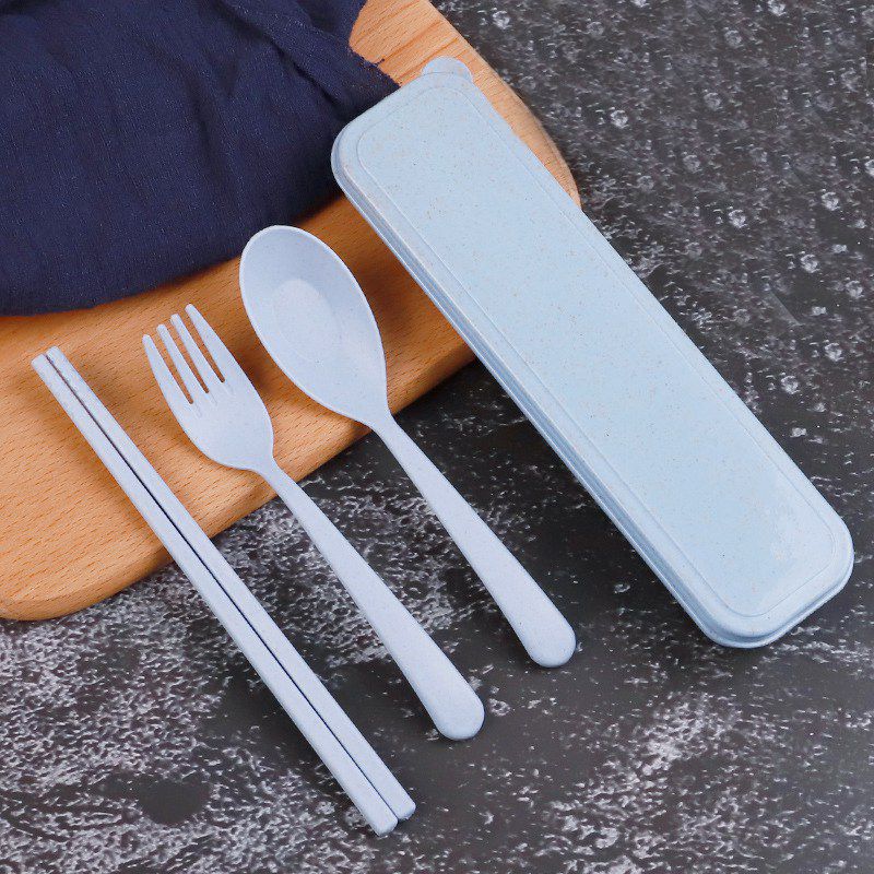【BestGO】3Pcs Portable Eco-Friendly Cutlery Set Chopstick Spoon Fork Camping Picnic Sets