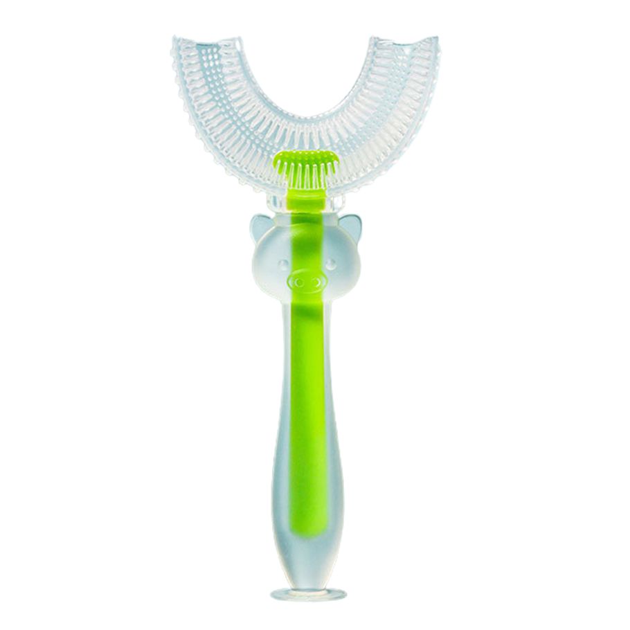 Baby Toothbrush Cartoon Shape Suction Cup Bottom Silicone Infant Manual Cleaning Toothbrush for Gum Care