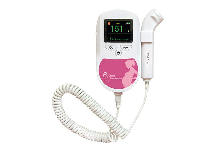Fetal Doppler  Heart Beat Monitor Backlight LCD Pink Colour +Free GeL 2Mhz 3mhz 8Mhz Probe Baby Heart Beat Monitor Probe