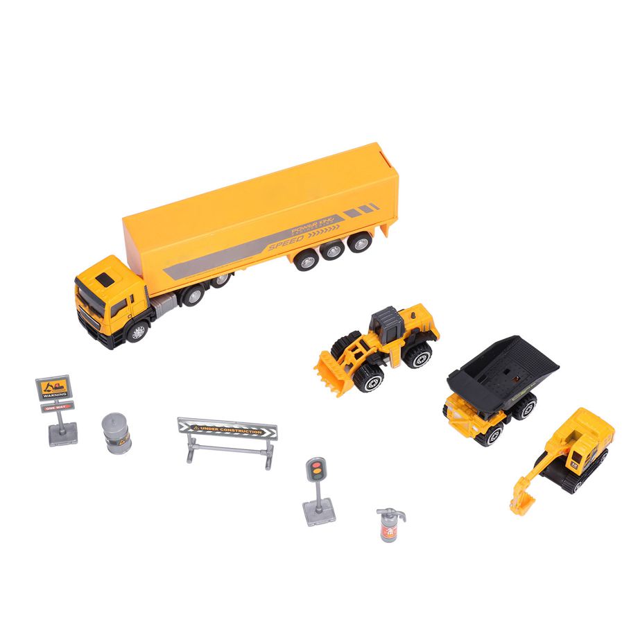 Construction Truck Toys Set 1:58 Alloy Engineering Vehicle Container for Children Gift