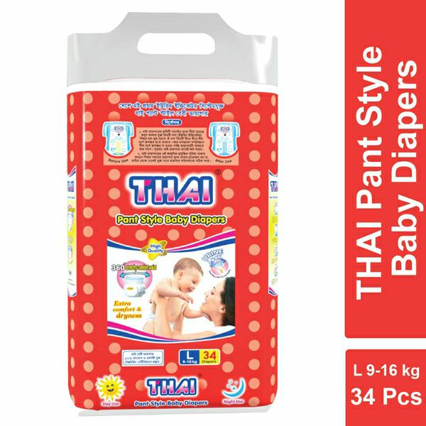 Thai Baby Diapers (Pant Style) L (9-16kg) 34 pcs
