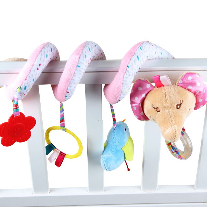 Baby animal elephant bed hanging around the bed, newborn multifunctional puzzle bedside rattle baby 0-1 year old toy bell rattle bedside bell Leorx Good effect and easy to use