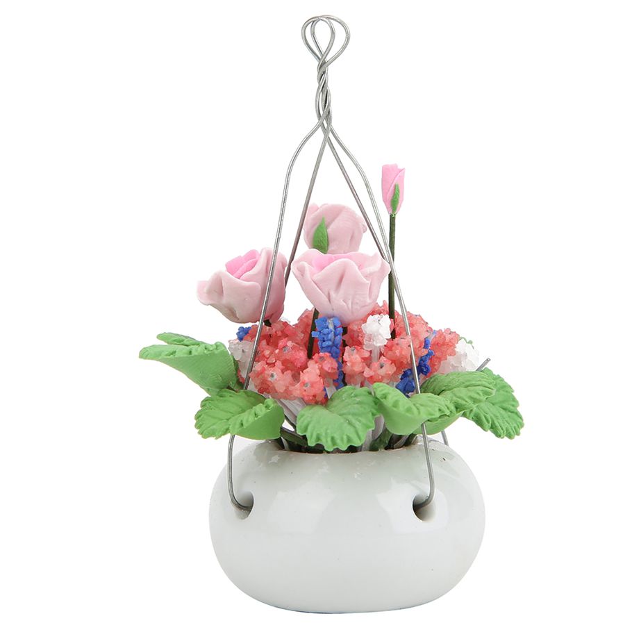 Hanging Potted Flower Exquisite Gift Easy To Carry Dollhouse Decoration Doll House Decor High-Quality Materials Educational