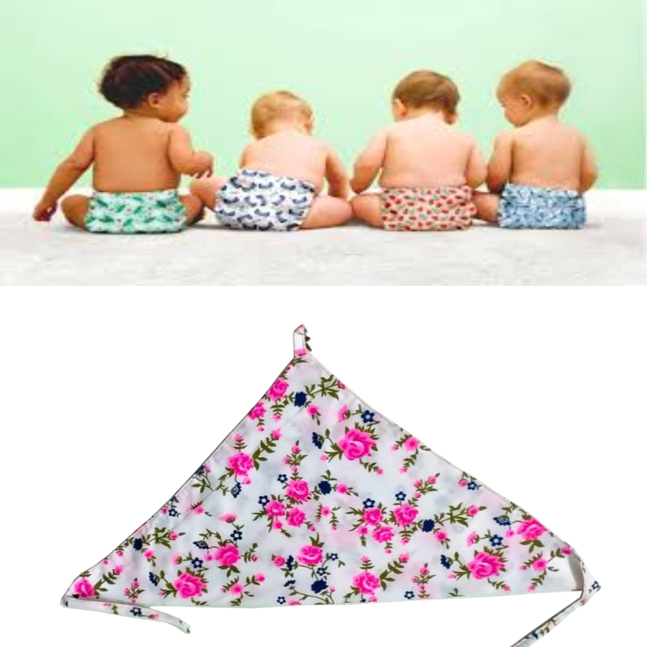 Baby multi colour cotton nappy 5 piece. FOR NEW BORN BABY./HOME MADE/NEW FABRIC & HYGIENIC
