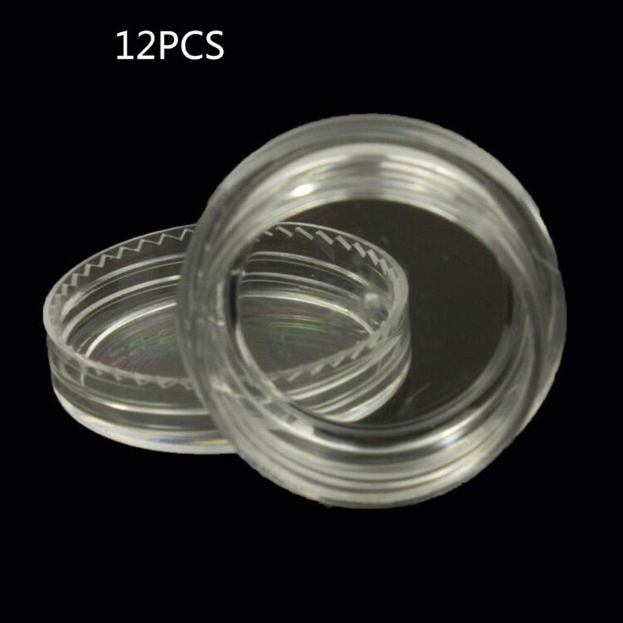 12PCS Small Empty Clear Plastic Sample Travel Jar Containers Round Cosmetic Makeup Glitter Powerd Container