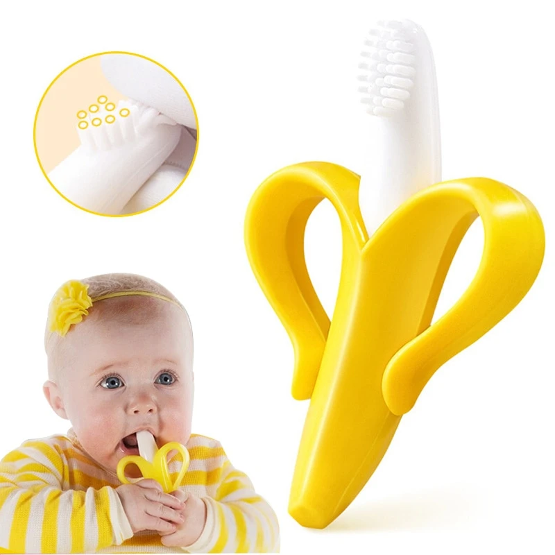 Silicone Teether Baby Teething Toys Banana Teether Infant Oral Care Toothbrush Chewing Toy Fruit Teethers High Quality And Safe