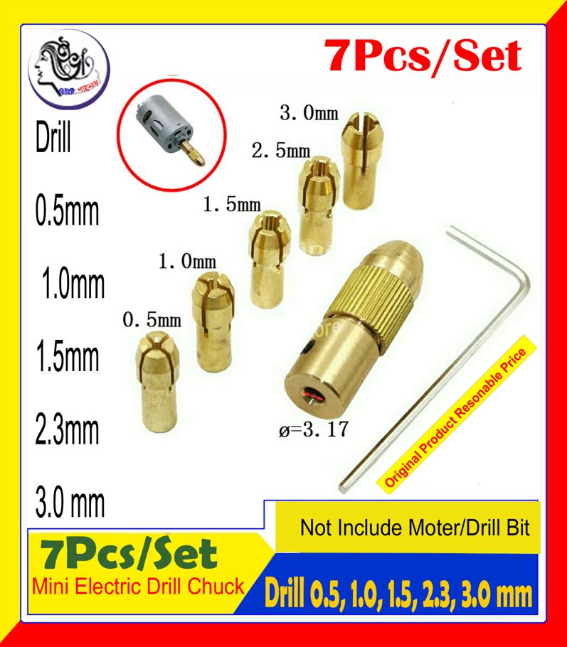 WLXY DIY001 Practical Electric Drill Center Shaft with Chuck 0.5 MM - 3.0 MM(7Pec)