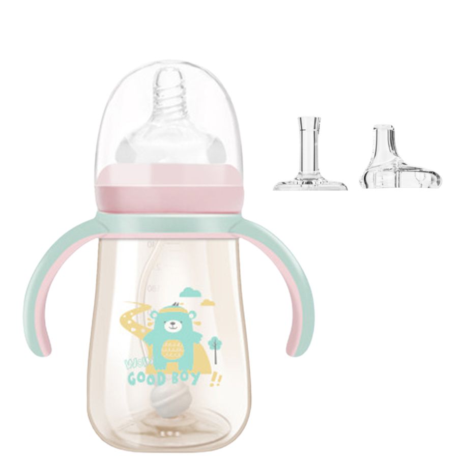 1 Set 240ml/280ml Baby Bottle Leak-proof Multi-Use Portable Infant Straw Feeding Bottle for Toddler