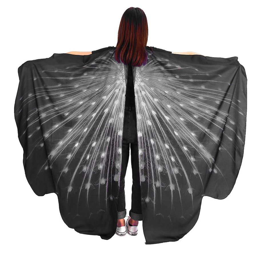 【Meticulous Care】Butterfly Wing Shawls Women Print Chiffon Cape Scarf Peacock Poncho Shawl Wrap