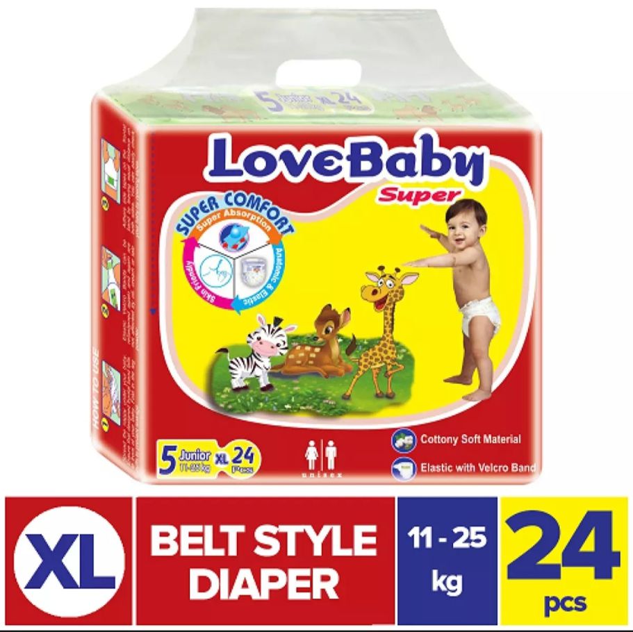 Love Baby Super Diaper junior 5 (Belt System) XL (11-25 kg)(BD) 24 pcs