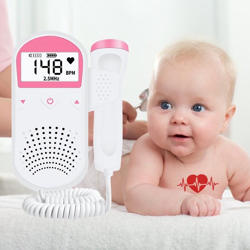 Portable family pregnant and baby monitor Fetal Preference sound Baby heart PR LCD display Fetal Doppler 2.5M No radiation