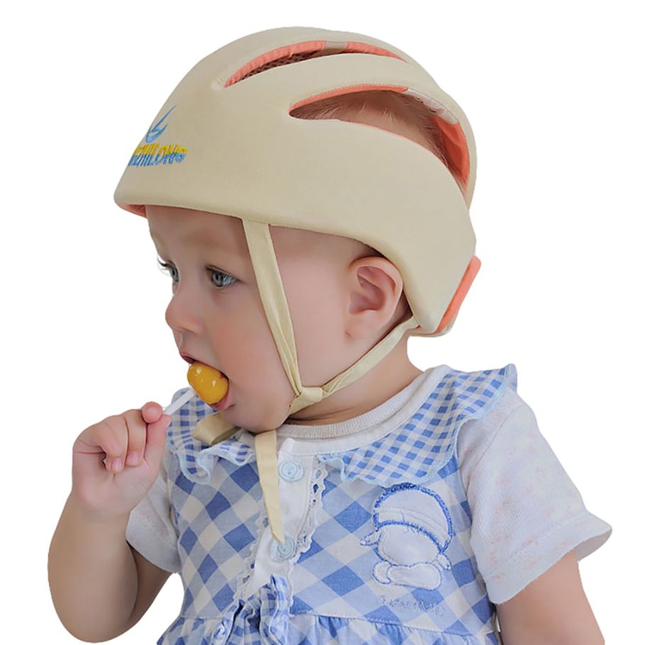 Helmet Printed Adjustable Cotton Infant Protective Cap for Daily Wear