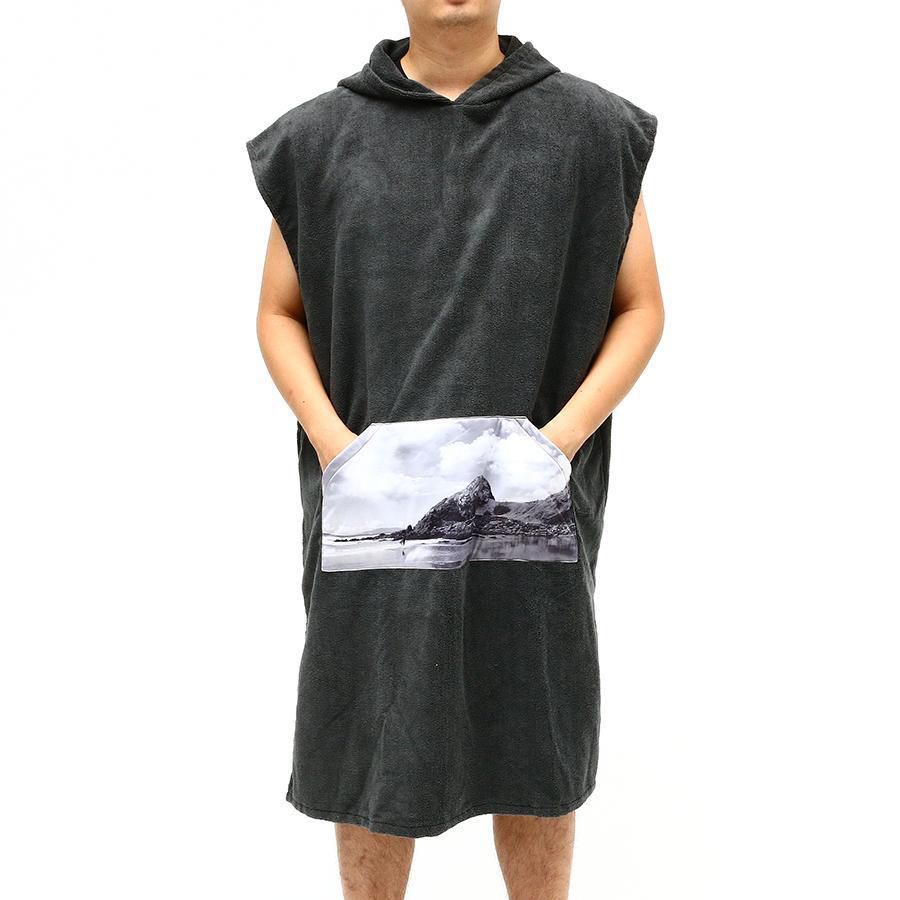 KCASA BT-909 Microfiber Cloak Costume Hooded Toweling Bathrobe Towel Lazy Bathrobe Cloak Grey