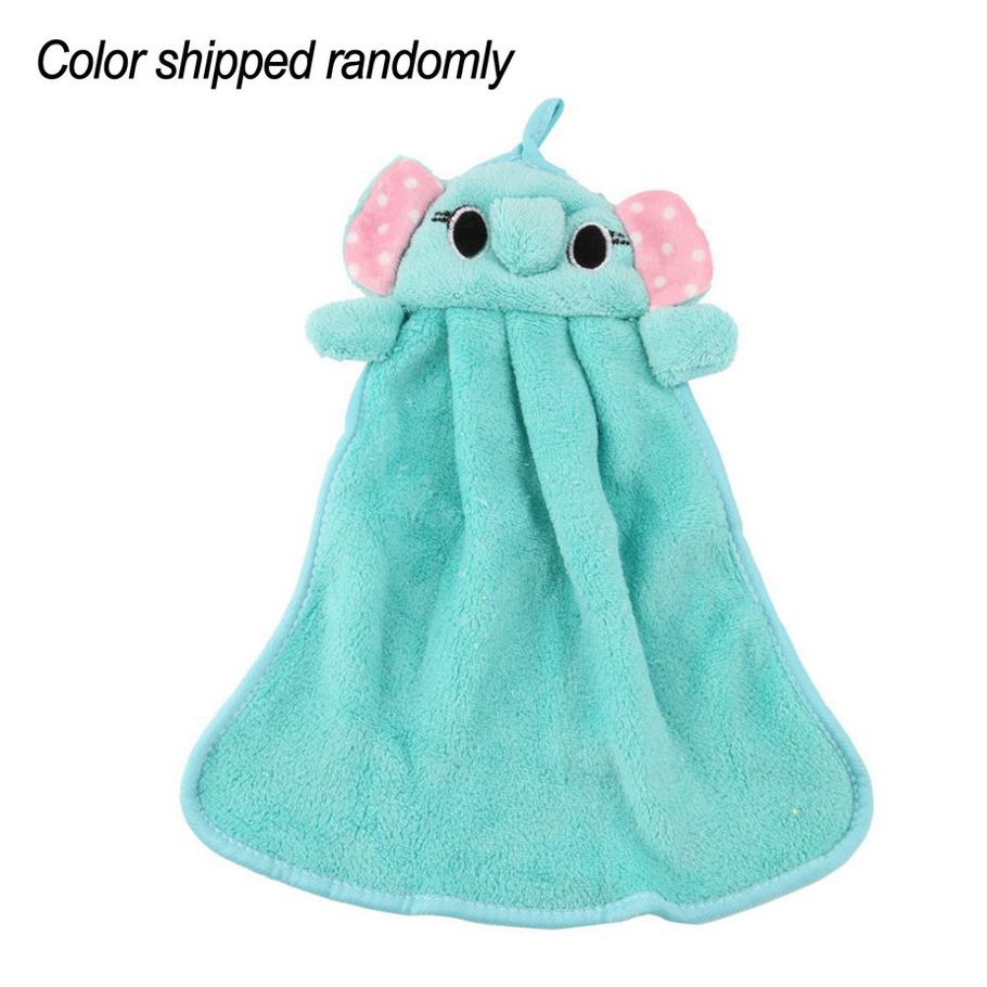 Nursery Soft Plush Fabric Cartoon Animal Hanging Towel Washcloth Hand Towel