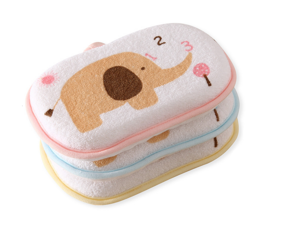 Newborn Baby Bath Sponge Brush Cartoon Cotton Soft Animal Print Shower Towel Health Care Accessories