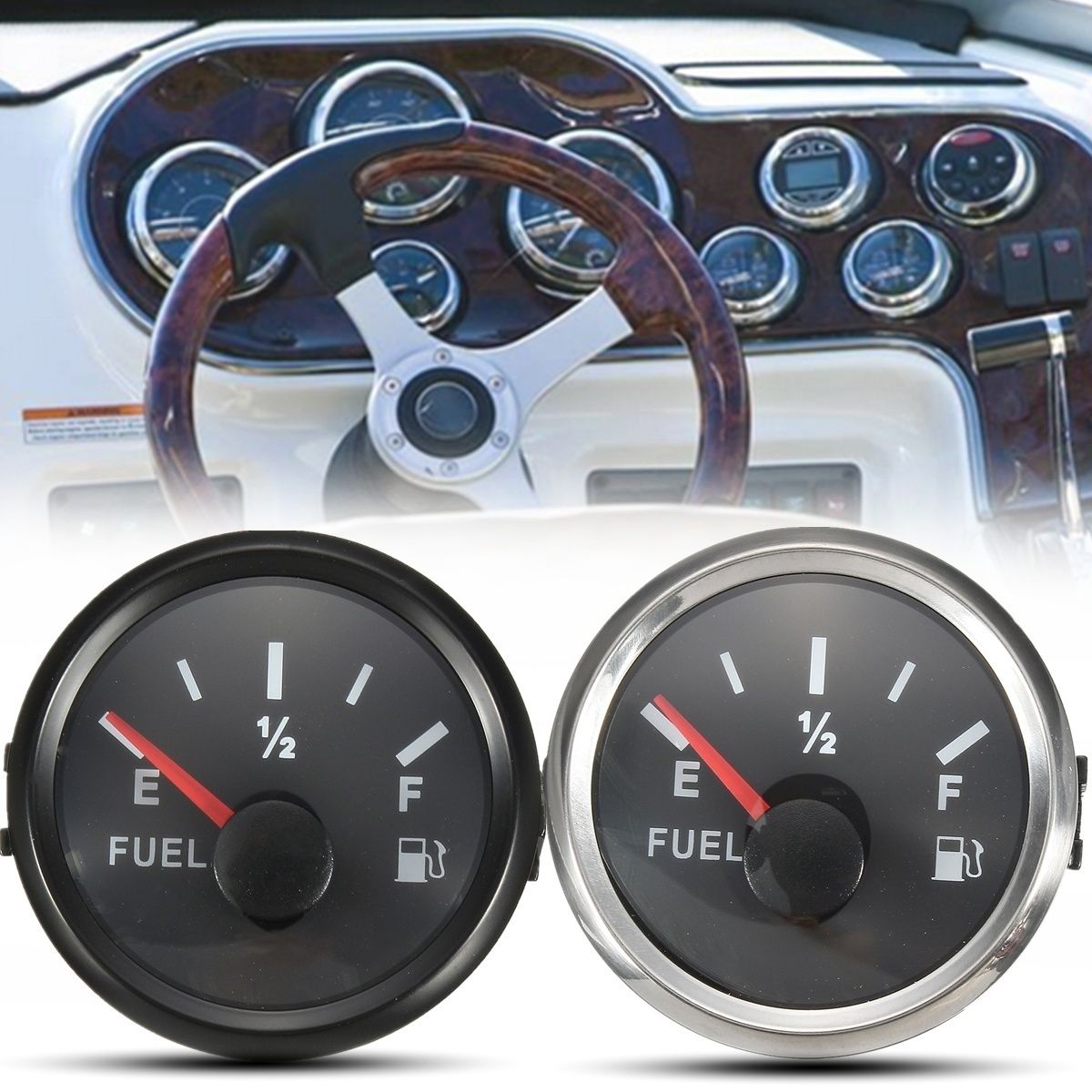 Marine Fuel Level Gauge Yacht Boat Oil Tank Indicator 52mm 12/24V 240-33 Ohms