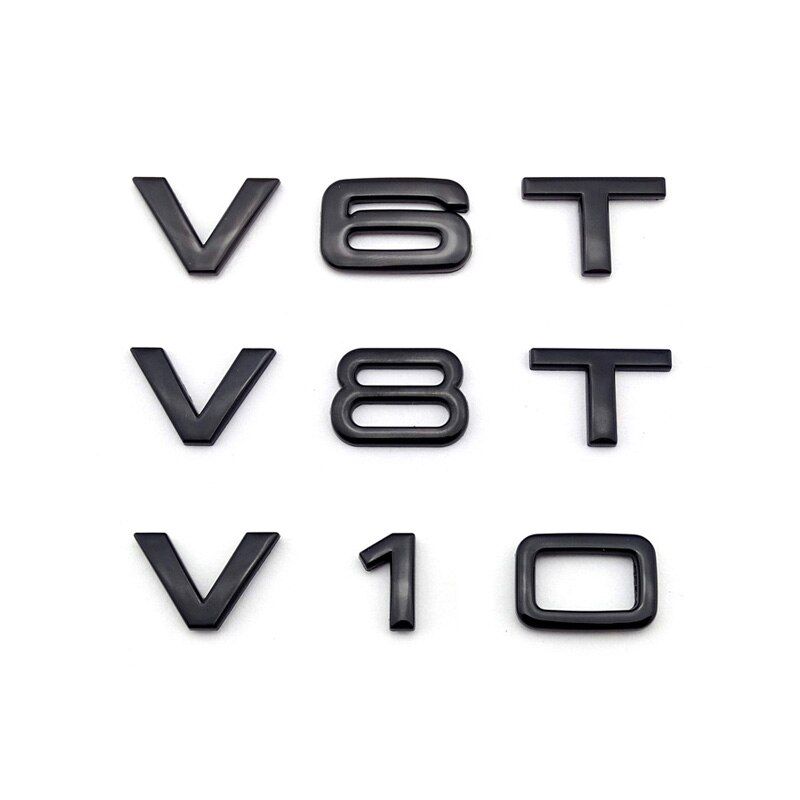 V6T V8T V10 V12 W12 for Audi TT RS7 SQ5 A8L Letter Number Emblem Glossy Black Car Styling Fender Side Trunk Badge Logo Sticker