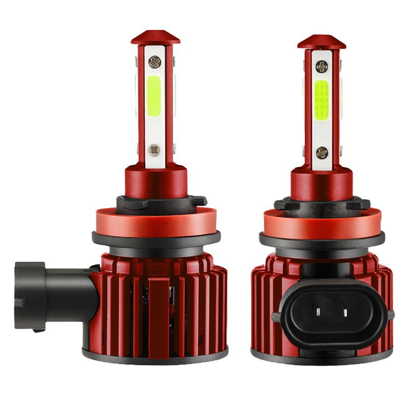 F8 4-Sides Glow LED Car Headlight Automobile LED Lamp Upgrade Section Universal Car Headlight H8/H9/H11 Red 6000K