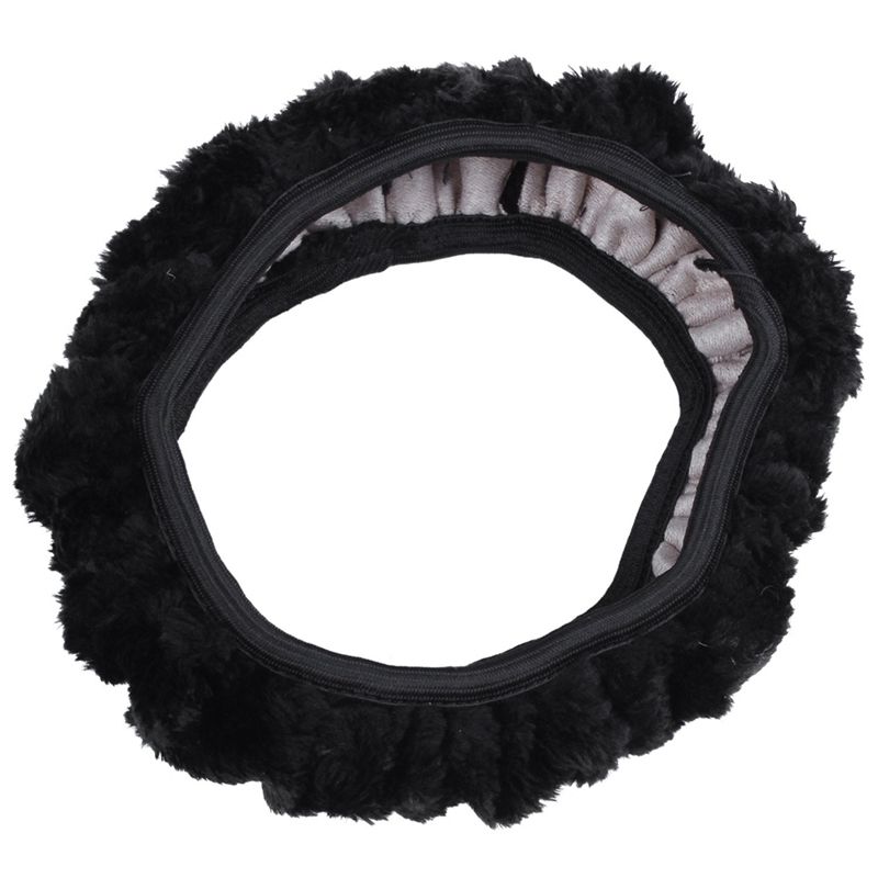Car Plush Stretchy Steering Wheel Cover Black with 4PCS Car Mat Carpet Floor Fixing Clips for Mercedes-Benz 6680520