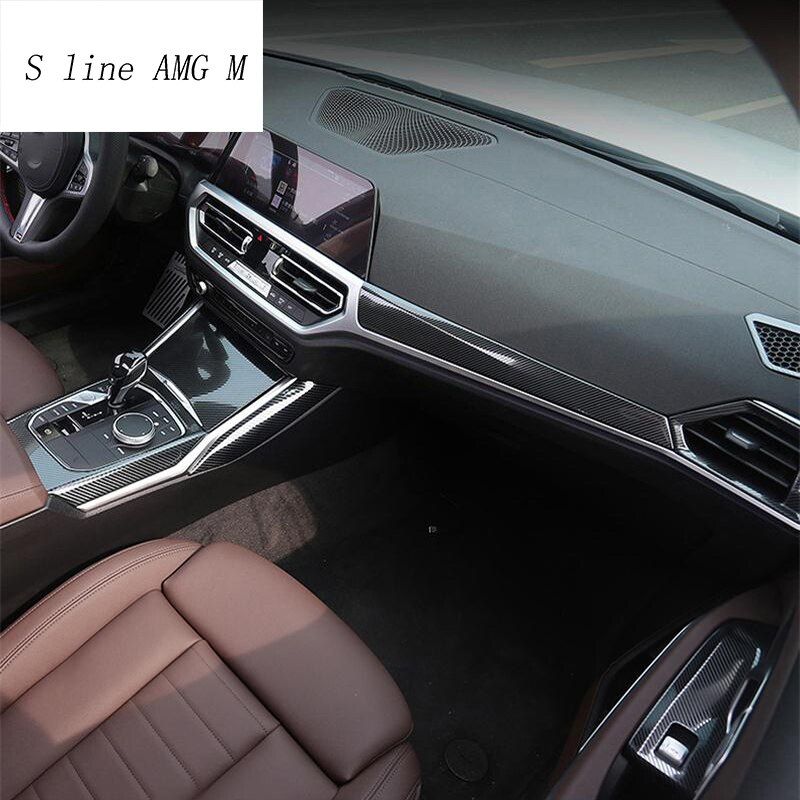 Car Styling interior Buttons panel frame Decoration Covers Trim Stickers For BMW 3 Series G20 G28 Carbon fiber Auto Accessories