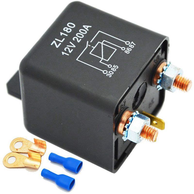 12V 200A Relay Car Truck Engine Automobile Boat Car Starter Heavy Duty Split Charging ZL180 with 2 Pin Footprint + 2 Terminal - [1 Set]