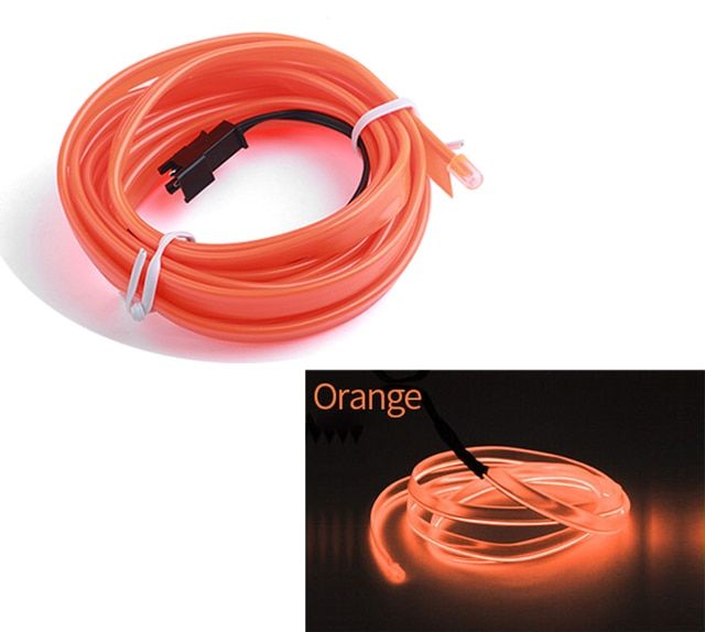 1M/2M/3M/5M Car Interior Led Decorative Lamp EL Wiring Neon Strip For Auto DIY Flexible Ambient Light USB Party Atmosphere Diode-only tube-2M