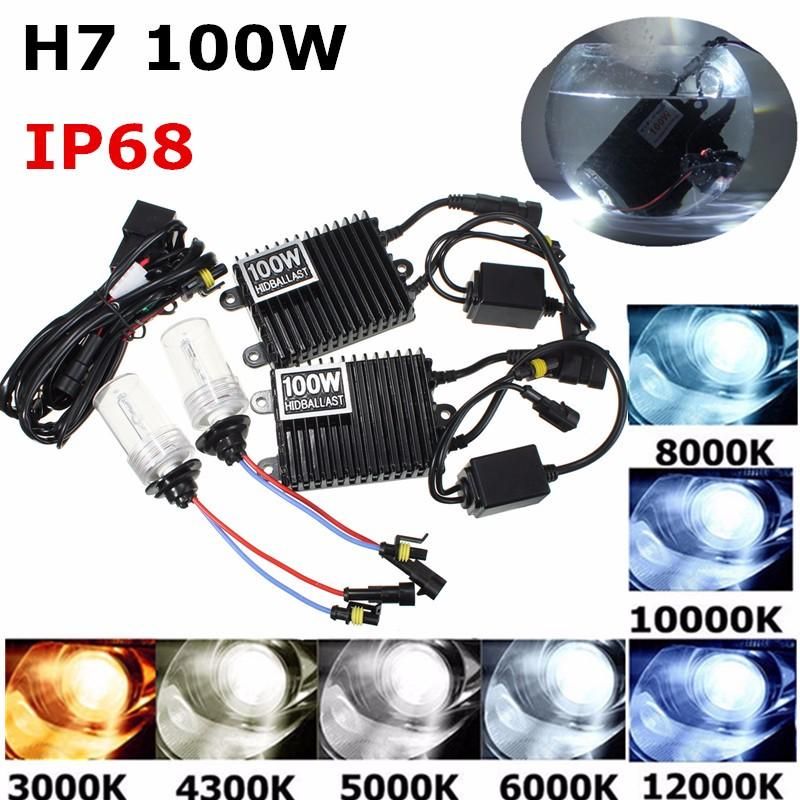 for your motor （12000k-2pcs/Set With Ballast）H7 100W Car Motorcycle HID Xenon LED Headlight Bulb Conversion Replacement Headlight Lamp Kit