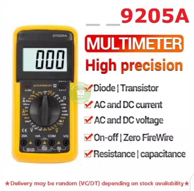 Digital Multimeter VC9205A Volts Amps Resistors Ohms Transisor Tester
