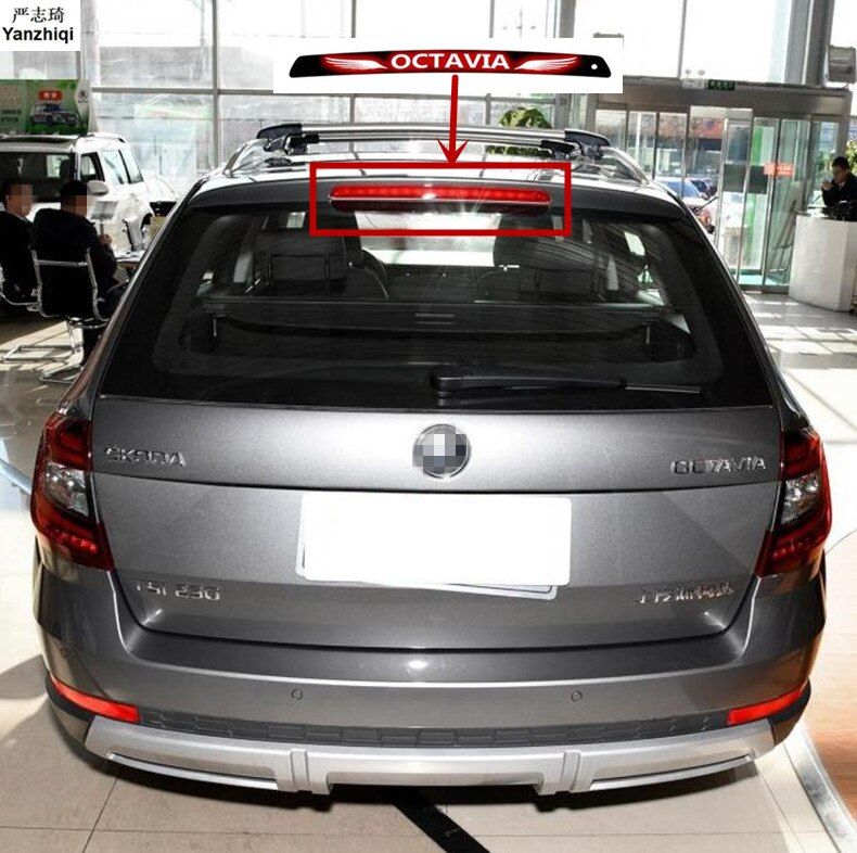 1pc Car Styling Car Cover Car Protector Carbon Fiber Vinyl Sticker Brake Light Hatch Back Decoration for skoda OCTAVIA