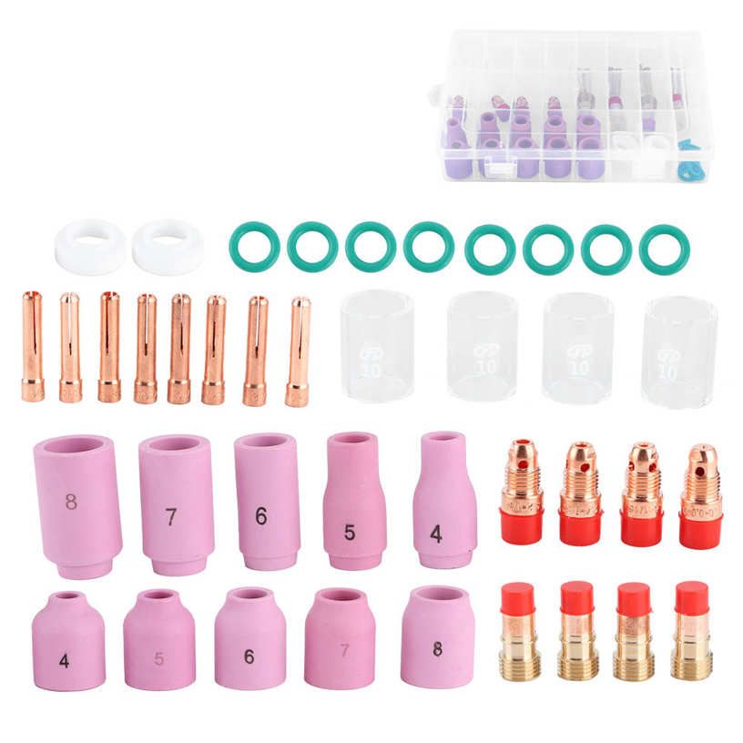 Welding Tip 40Pcs/Set Nozzle Torch TIG Gas Lens Welder for WP‑171826 Repairing Tool