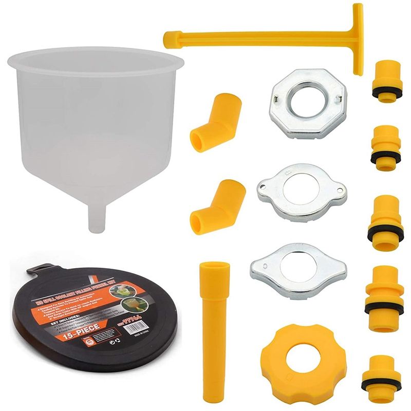 JAERBEE 15Pcs/Set Plastic Filling Funnel Spout Pour Oil Tool Spill Proof Coolant Filling Kit Vhicle Car Accessories