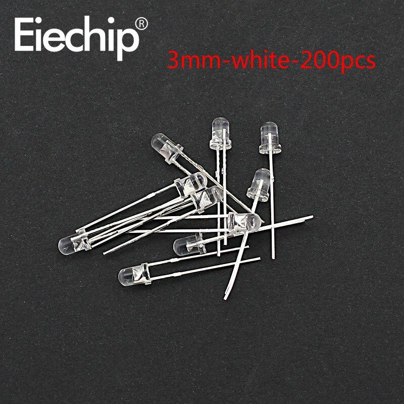 5Colors x 10pcs 3mm 5mm with box 200pcs 5Colors x 40pcs LED Diode Light Assorted Kit White Red Green Blue Yellow LED DIY kit