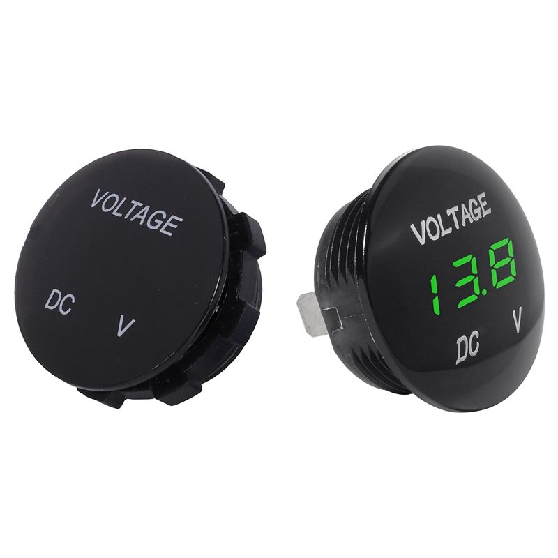 2 Pcs Universal Digital Monitor Voltmeter Waterproof Voltage Meter LED for DC 12V-24V Car Motorcycle Auto Truck ,Blue & Green